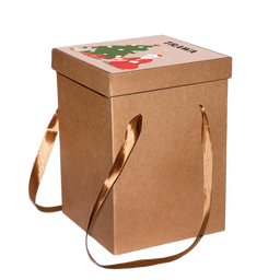 Коробка крафт с лентами Новый год (Всем подарки он принес) купить онлайн на сайте TRAWA