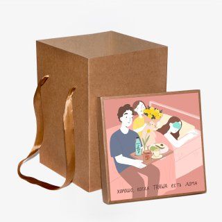 Коробка с лентами 8 марта (розовый наполнитель) купить на сайте TRAWA