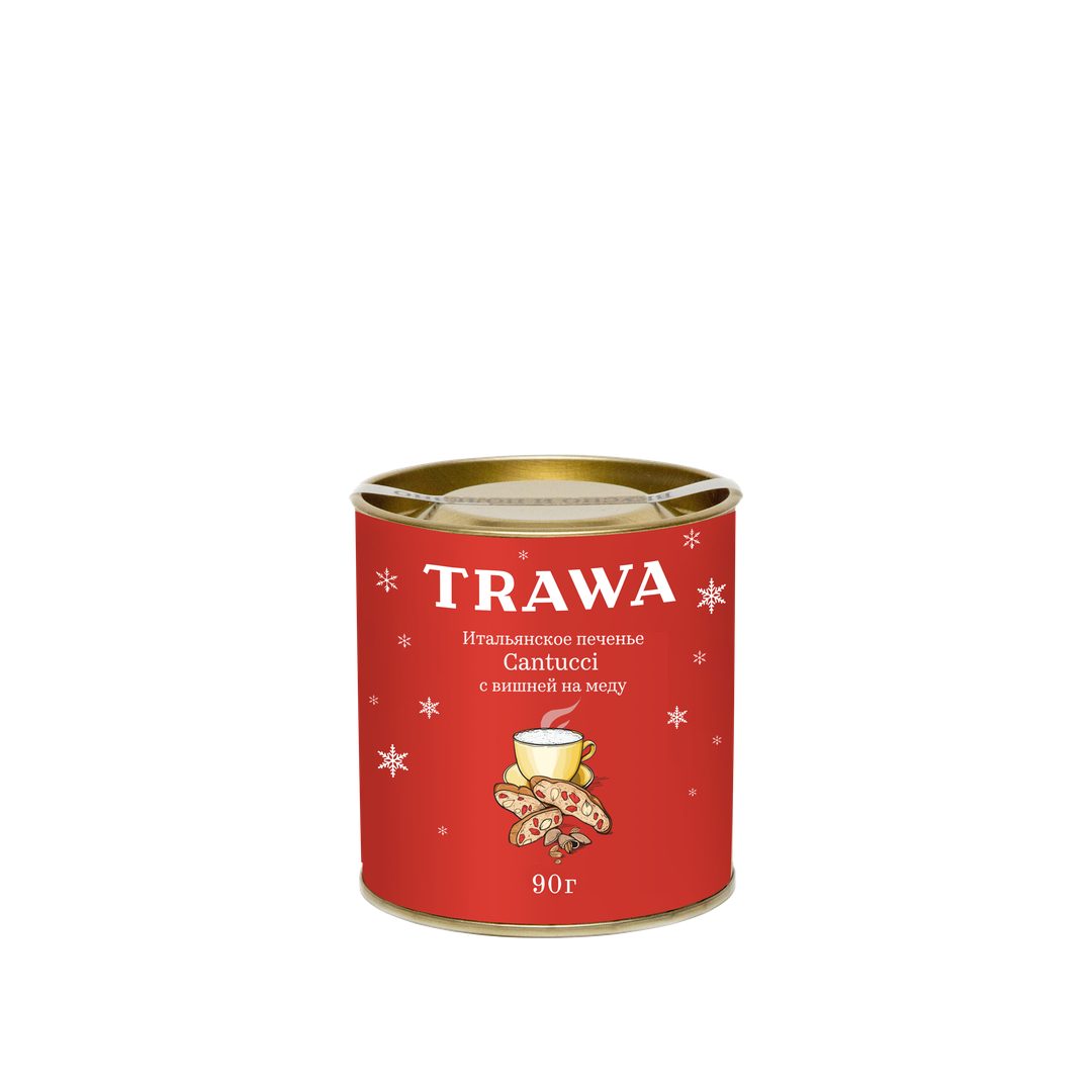Печенье КАНТУЧЧИ С ВИШНЕЙ НА МЕДУ в новогодней упаковке купить на сайте TRAWA