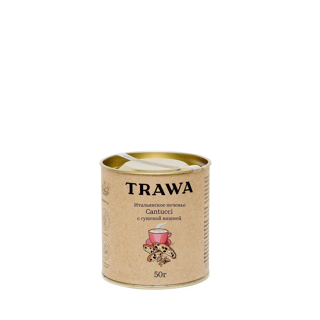 Печенье КАНТУЧЧИ С СУШЕНОЙ ТЕМНОЙ ВИШНЕЙ купить на сайте TRAWA