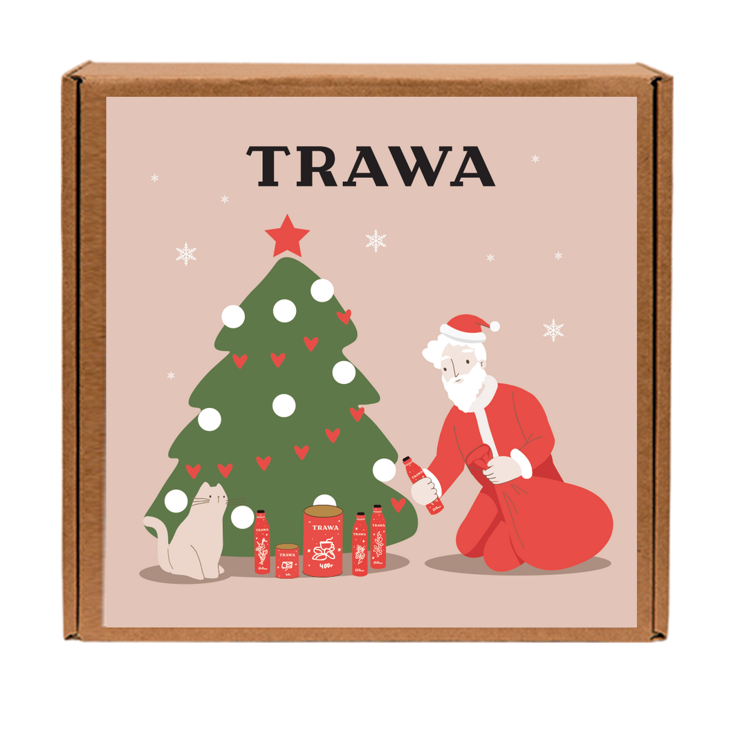 Коробка крафт квадратная Новый год (Всем подарки он принес) купить на сайте TRAWA