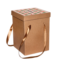 Коробка крафт с лентами Новый год (Дед Мороз) купить онлайн на сайте TRAWA