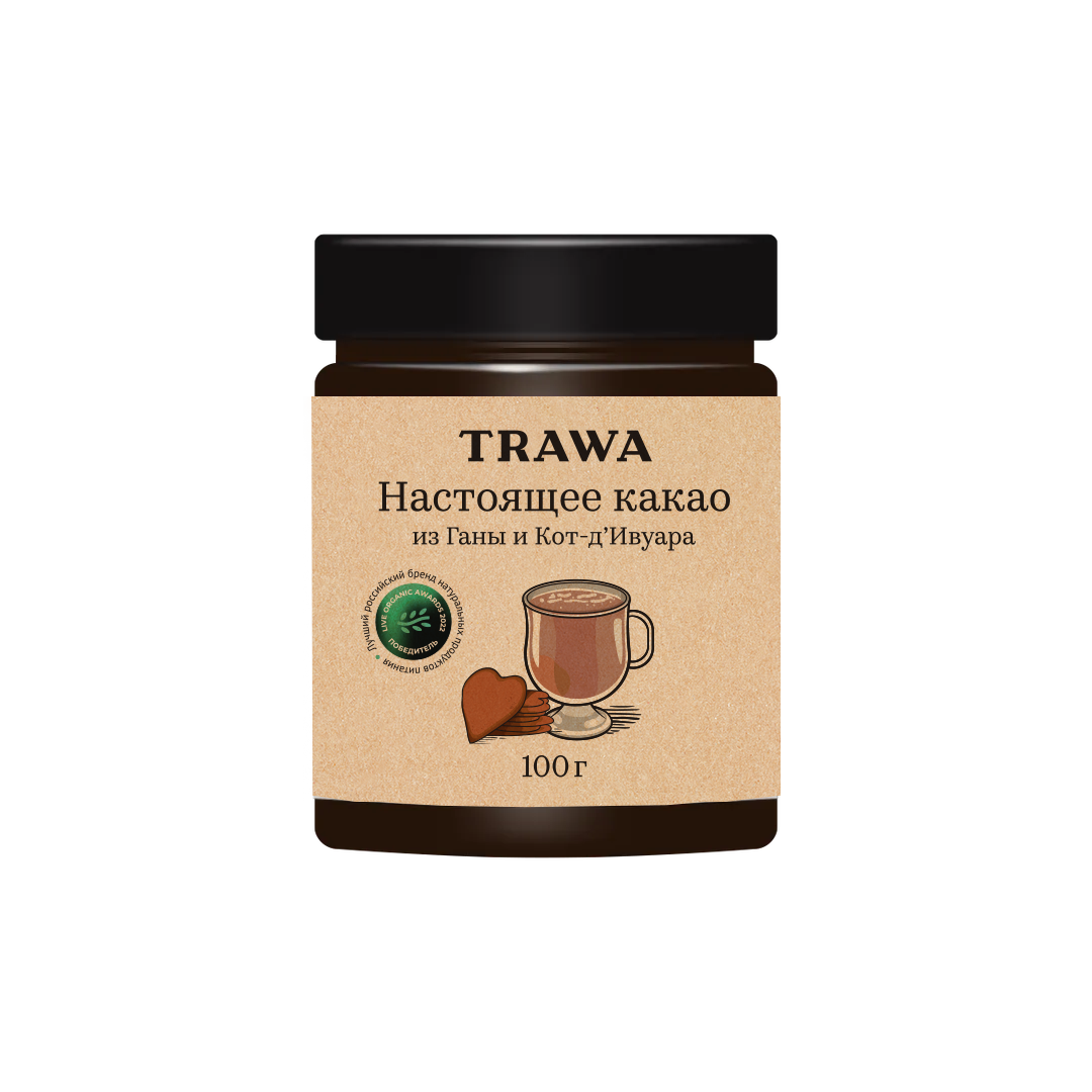 Настоящее КАКАО из Ганы и Кот-д’Ивуара купить на сайте TRAWA